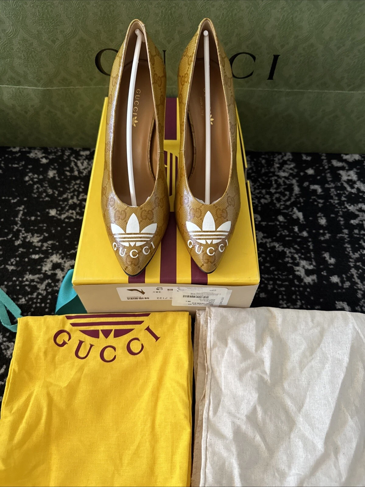 Escarpins à talons Gucci X Adidas GG Supreme monogramme pointure 38,5