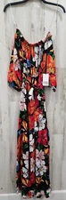 UNIQUE VINTAGE Black & Floral Print Off The Shoulder Maxi Dress Size XS**NEW**