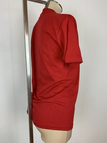 Vintage Jerzees Single Stitch Cotton Poly Red Tshirt Plain Solid Red Medium - Picture 5 of 6
