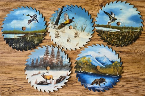 (5) Hand Painted Saw Blades