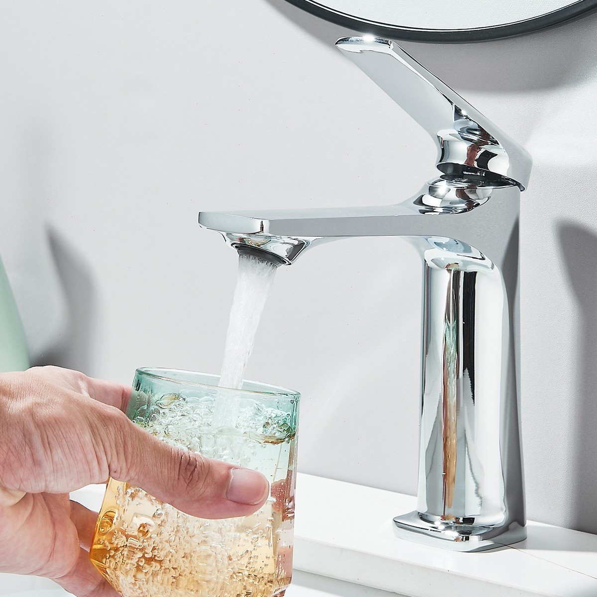 Miscelatore Monocomando Per Lavabo A Cascata 18cm, In Acciaio Inox, Per Bagno E Bidet, Con Certificazione Basso Piombo