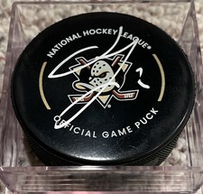JACKSON LaCOMBE signed Anaheim Ducks Official Game Puck NHL autograph