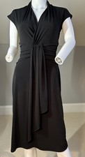 BCBG PARIS Women’s Black Dress Size S Small Stretch Waist Ruching V Neck