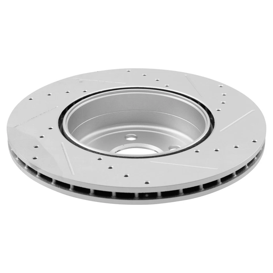 Juego de rotores de freno traseros Performance Premium recubiertos en G ranurados X perforados para BMW Foto 4 de 4