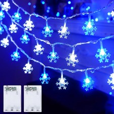 2 Pack Snowflakes Christmas Lights,14 Ft 30 LED Christmas Lights, Waterproof