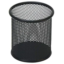 Black Pen Holder Cup for Desk, Wire Mesh Pencil 