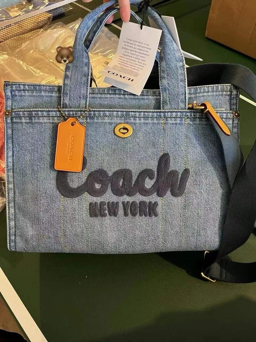 Coach Cargo Denim Tote Bag Blue with Detachable Adjustable Strap