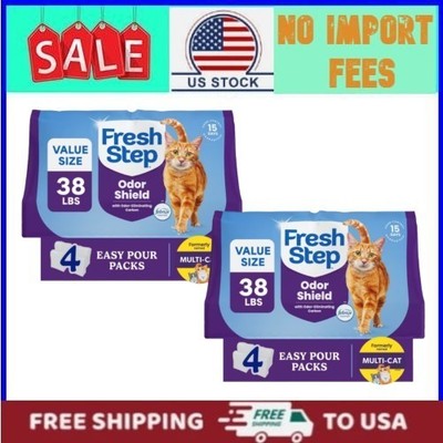 2 PACK Fresh Step Odor Shield Multi-Cat Clumping Litter Febreze 38lb 4 Pack