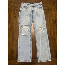 Aeropostale Low Rise Baggy Distressed Light Wash Jeans Size 2 Reg RN154379