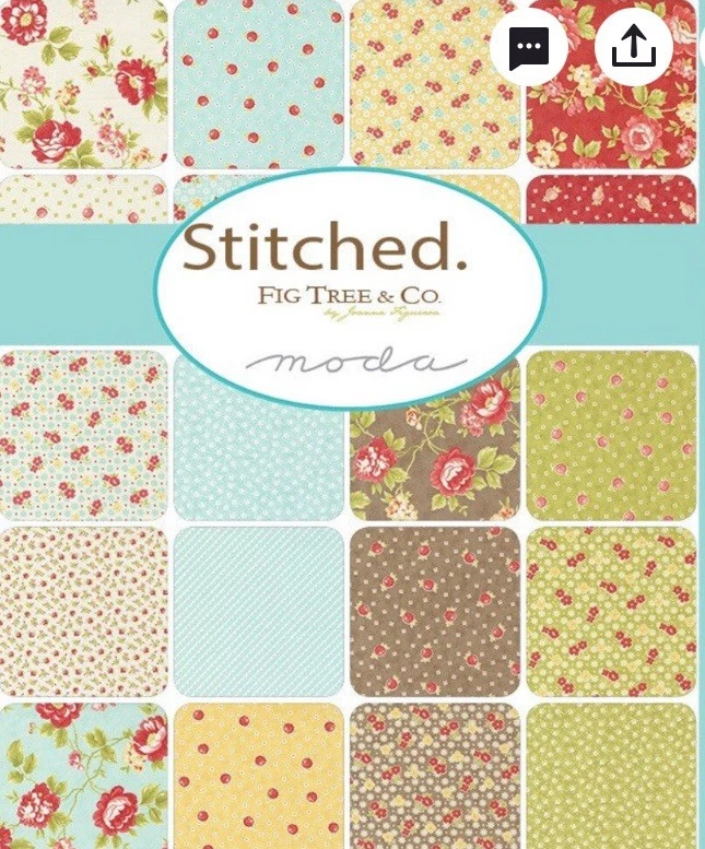 Moda STITCHED Fig Tree JELLY ROLL 40 strips Quilt FABRIC - Image 2 of 4