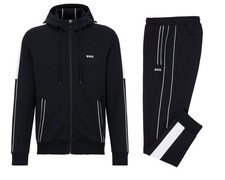 HUGO BOSS Men's Tracksuit Hoodie  Jogger Pants Black White Size M AUTHENTIC NEW