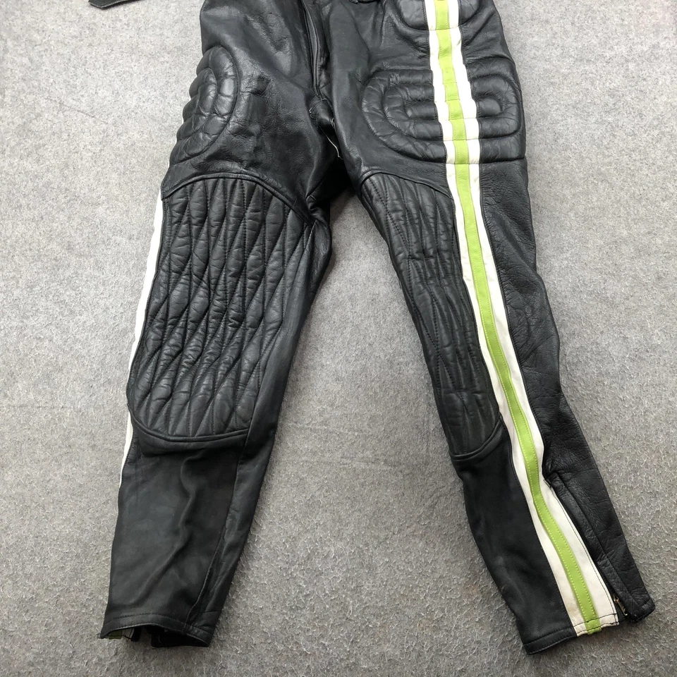 Pantalones de cuero Kawasaki vintage para carreras de motocicletas para hombre 36 negros acolchados acolchados Foto 2 de 4