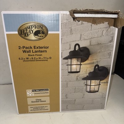 Hampton Bay Black Outdoor 2 Pack Exterior Wall Lights 1002956547