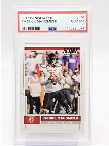 PATRICK MAHOMES II 2017 SCORE ROOKIE FOOTBALL #403 TEXAS TECH RC PSA 10 Q2885