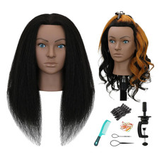 18" Mannequin Head Human Hair 100% Real Human Hair Mannequin Head Cosmetology