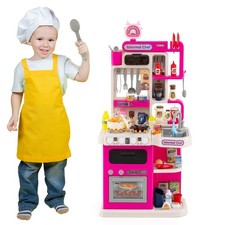 Kids Kitchen Playset w/Realistic Sounds Lights Play Sink 95 PCS Accessories
