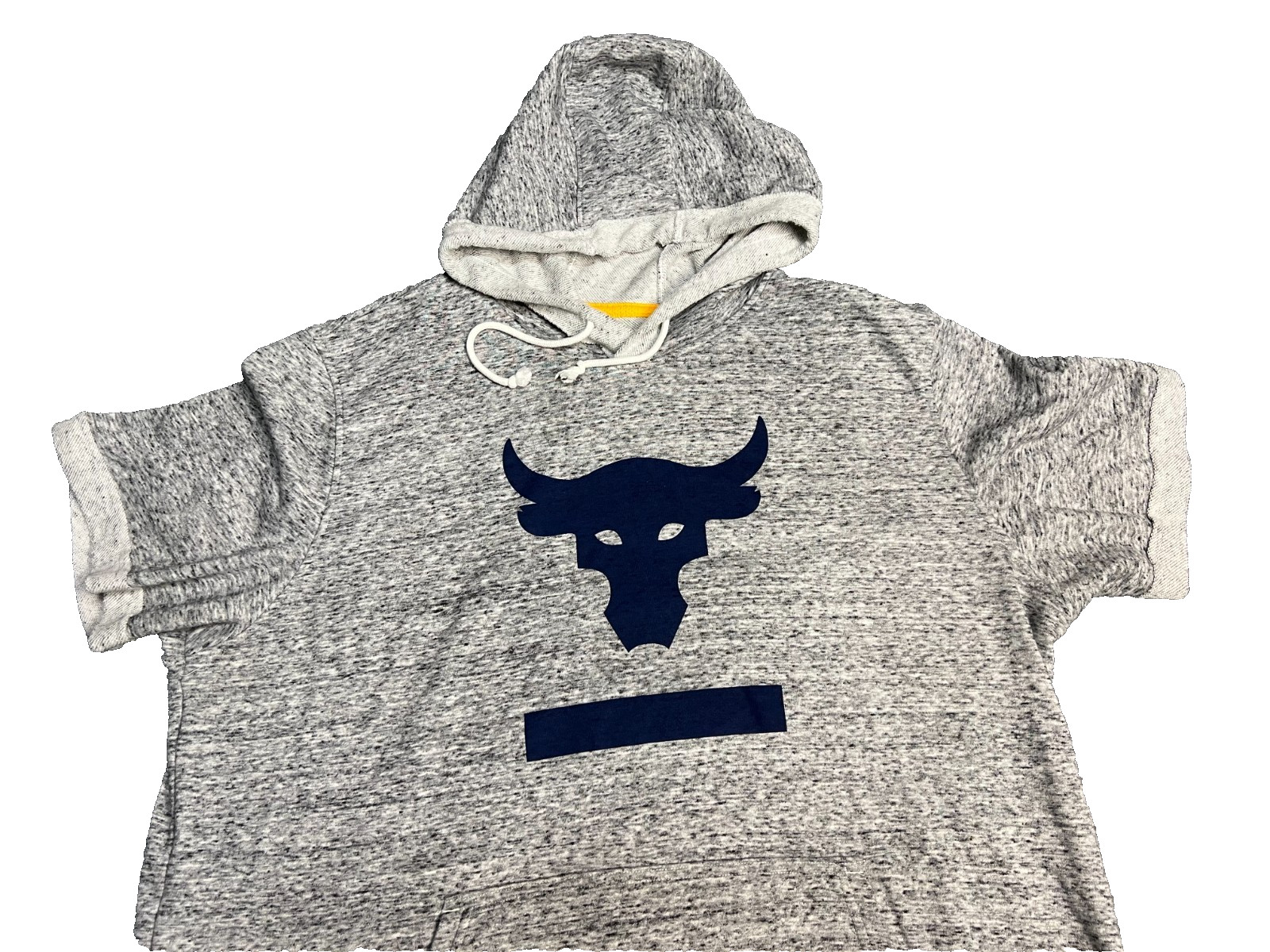 Under Armour Project Rock Men's Short Sleeve Hoodie Grey Brahma Bull Logo 2XL thumbnail 2