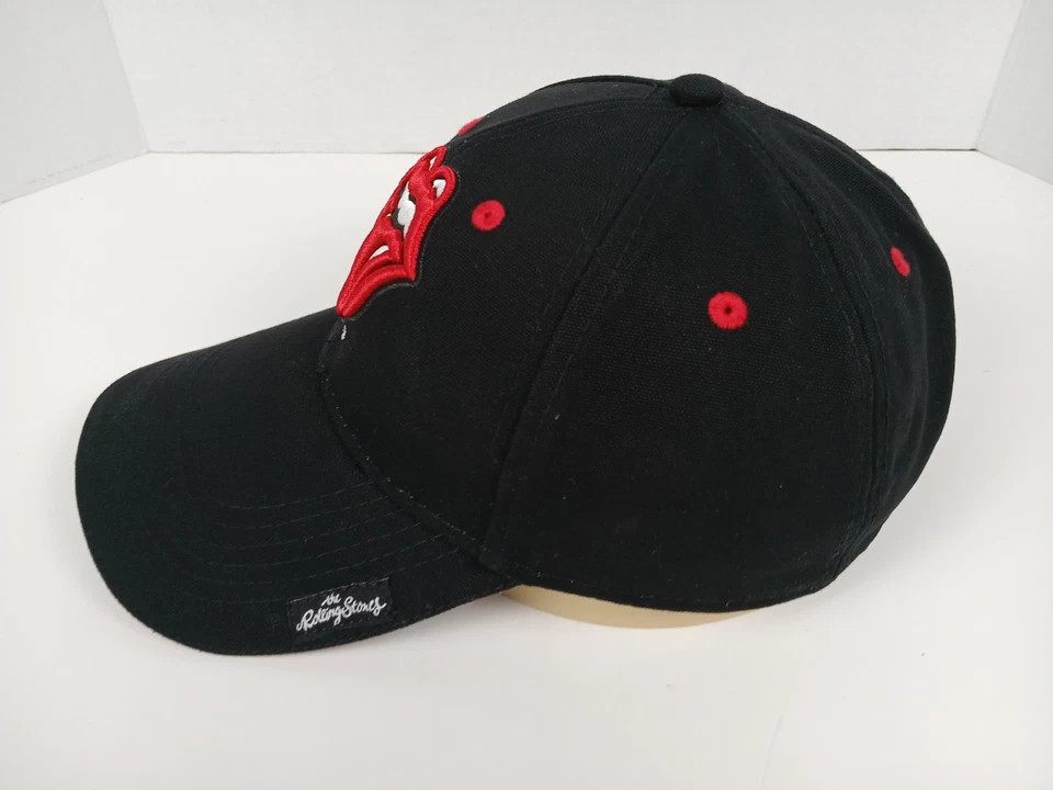 The Rolling Stones Rock Off 2018 Sombrero Negro Lengua Logo Gancho y Lazo Ajustable Foto 2 de 4