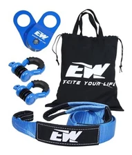  Offroad Recovery Kit - 10-Ton Snatch Block Pulley, 3" x8'Tree Saver 