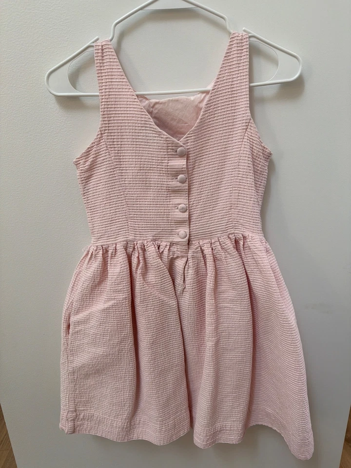 Polo Ralph Lauren Girls Pink Textured Sleeveless Button Front Dress Size 14 - Image 4 of 4