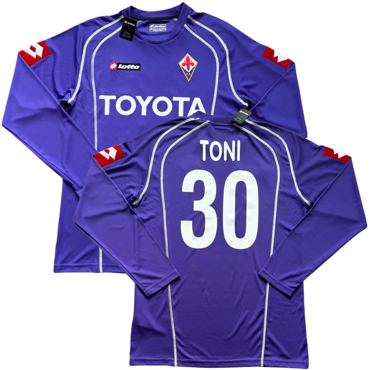 2005/07 Fiorentina Home Jersey #30 Luca Toni XL Lotto Long Sleeve