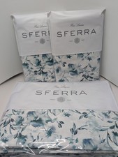 Sferra Duchesse Blue Queen Duvet Set 3PC Floral Cotton Print Reverses Italy NEW
