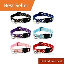 VZSRWGK Moon Star Print Cat Collars Multicolor
