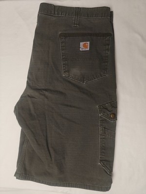 Carhartt Cargo Shorts Mens 40 Green Relaxed Fit Ripstop Utility B357 MOS Canvas