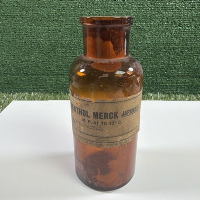 Vintage Merck & Co. Inc. Menthol Merck Japanese Empty Glass Medicine Bottle