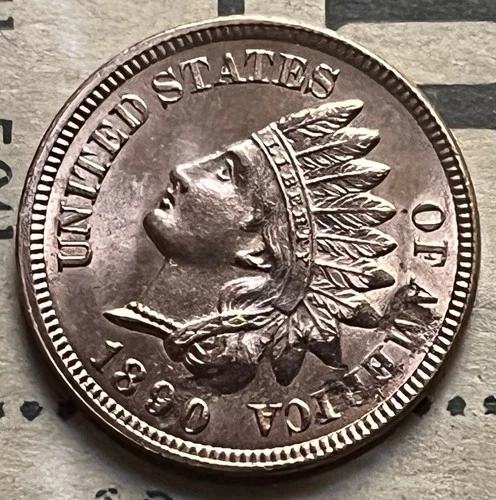 1890 Indian Head Cent BU Stunning Pristine Pale Copper See Pics