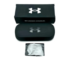 UNDER ARMOUR HARD CASE BLACK WITH BOX AND WIPE CLOTH CLAMSHELL EYEGLASSES CASE