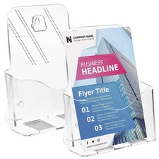 Acrylic Brochure Holder 6 x 8 Inches, 2-Pack Clear Plastic Display Stand for Hal