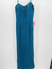 Pre-Owned Scala Blue Size Large Maxi Evening Gown