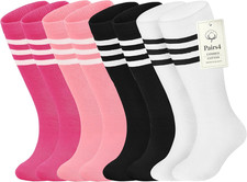 4 Pairs Kids Halloween Striped Knee-High Crew Length Socks Unisex Casual Toddl