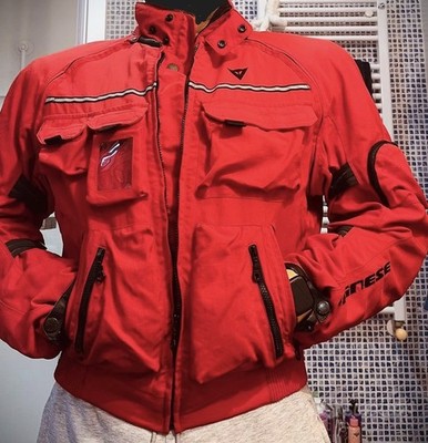 Dainese Mens Armored Quilted Layered Motorcycle Jacket 50 Red Honda Club Pockets
