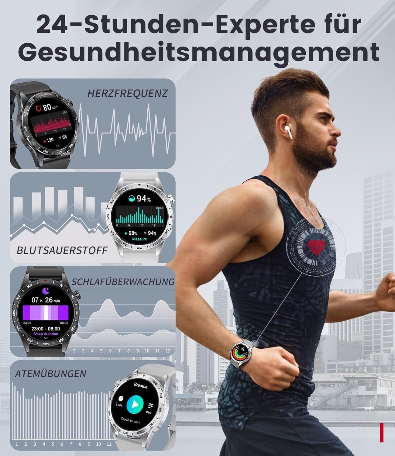 Smartwatch Uomo Bluetooth Impermeabile con Sleep Tracker foto 5