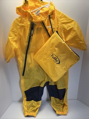 Tuffo Muddy Buddy Yellow Waterproof Rain Suit Coverall Kids Size 2T W/Bag