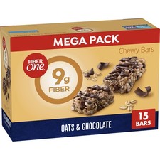 Fiber One Chewy Bars, Oats and Chocolate, Snacks, 15 Count Pack of 1 