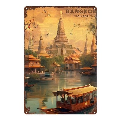 Blechschild Bangkok Thailand Vintage Nostalgie Retro Metallschild TEL4820