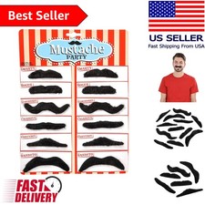 3.5" Peel-and-Stick Fake Mustaches - 12 Fun Styles for Every Occasion