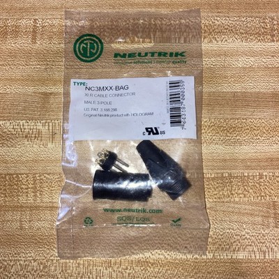 Neutrik NC3MXX-BAG 3-Pole XLR Male Cable Connector, Silver Contacts