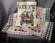 Valentine's Gnomes Placemats Set of 4 and a Halloween Gnomes Flag - NEW
