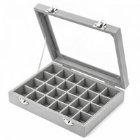Samt SchmuckkäStchen 24 FäCher Ohrring Organizer Mit Deckel Aufbewahrung Reisen