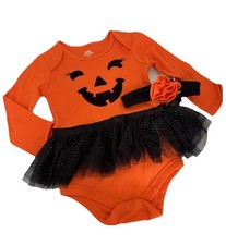 NWT Spooky Cute Halloween Jack O  Lantern Baby Outfit w/ Headband Set