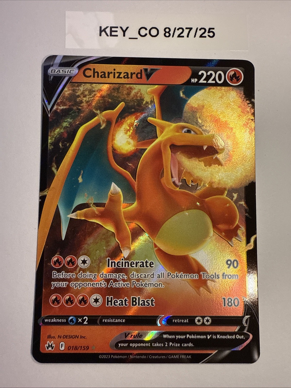 Pokémon TCG Charizard v Crown Zenith Holo Ultra Rare Card 018/159 NM/M Condition