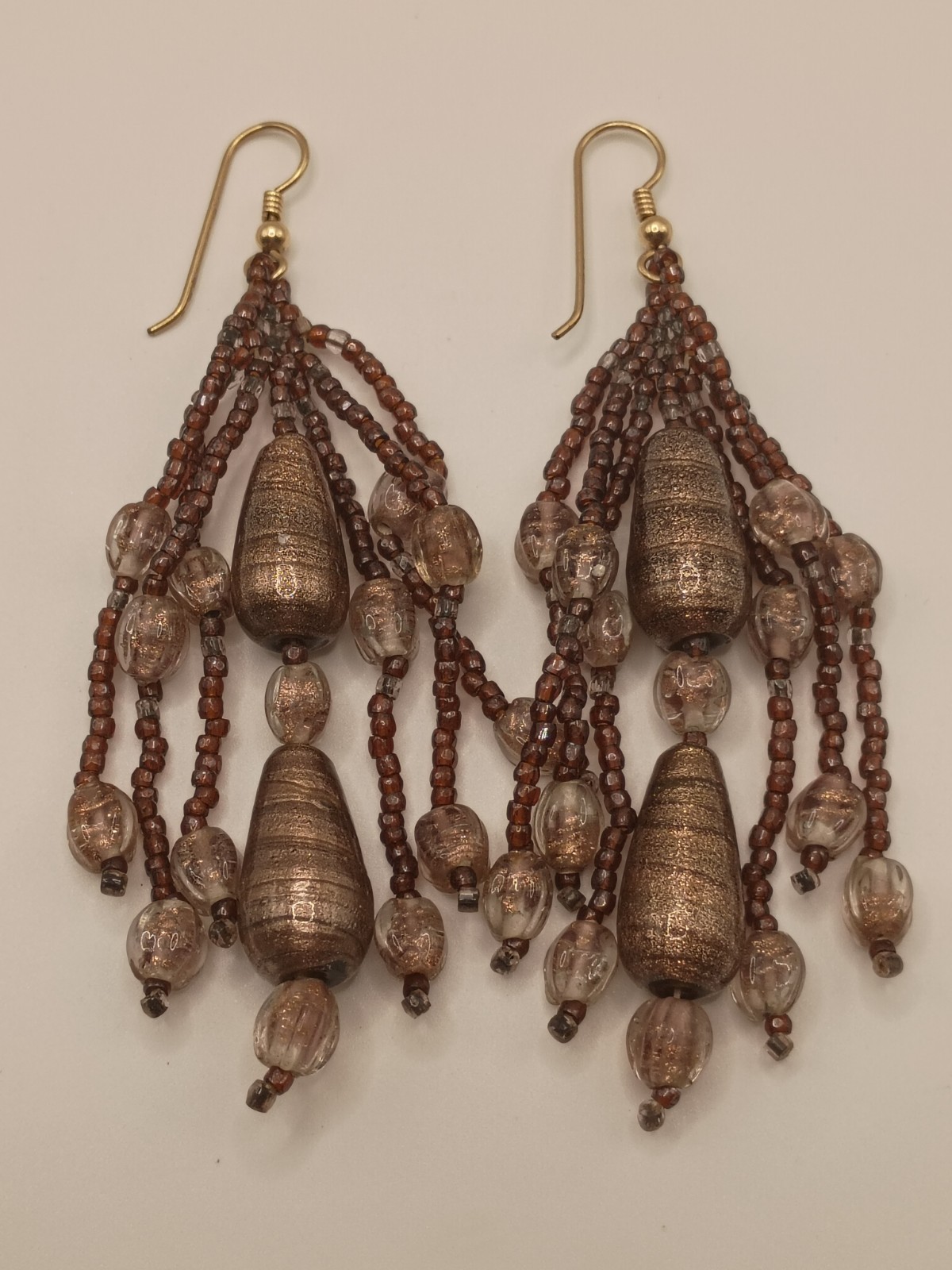 Vintage Statement Chandelier Dangle Earrings Brow… - image 1