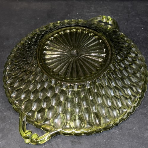 Vintage Indiana Glass Green 7.5” Dish With Handles 1.5” Deep Relish Candy - Picture 6 of 6