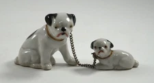 VINTAGE PUG DOG WITH PUPPY CERAMIC CHINA FIGURINES