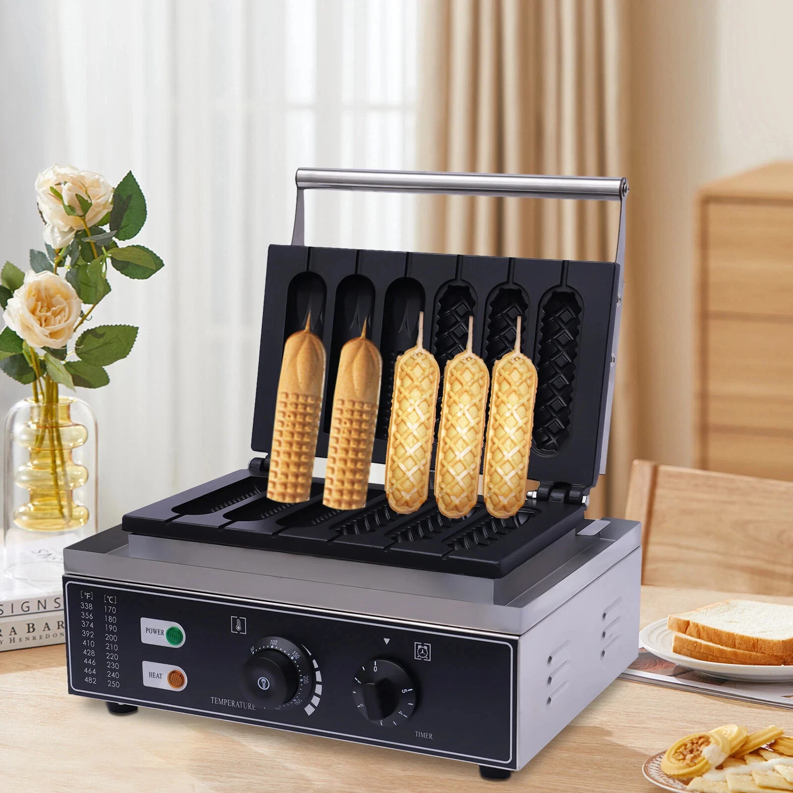 Commercial Hot Dog Maker Machine 6pcs Electric Waffle Maker Baker Nonstick 1500W
Opens in a new wind