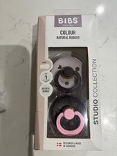 Bibs 2pk Round Nipple Size 1 Pacifiers, Dusky Lilac/Plum, Natural Rubber Latex